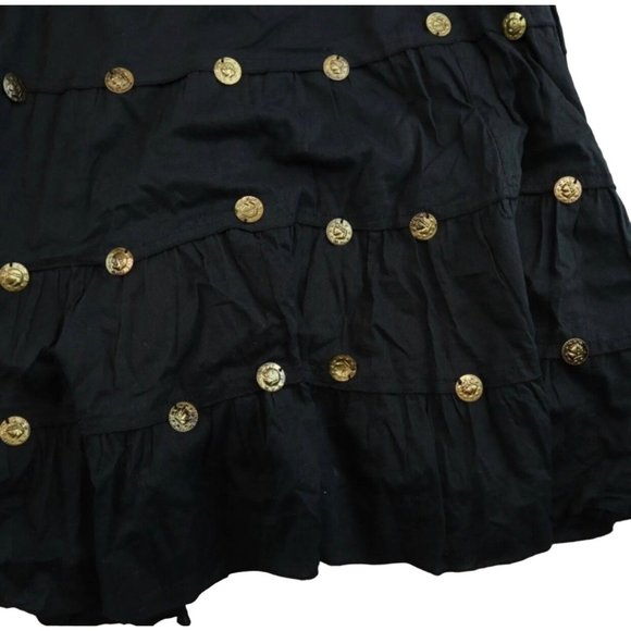 Vasna Women's Halter Cotton Midi Dress Black Boho Gold Coins Embellishments - Picture 12 of 15